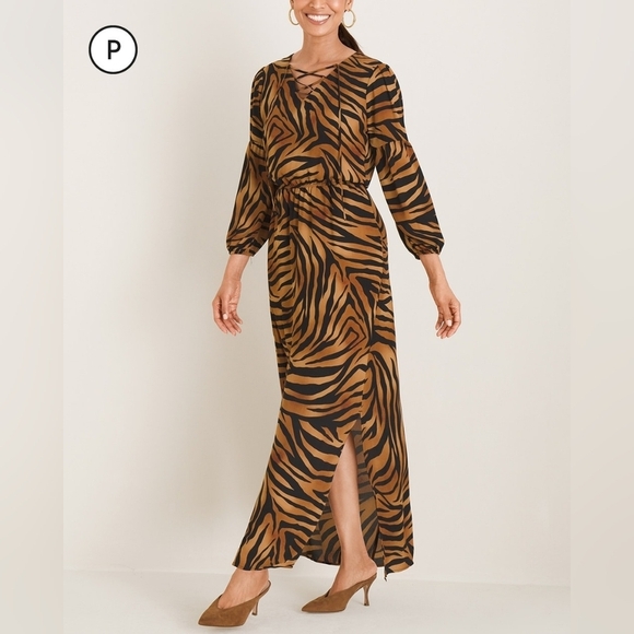 Chico's Tiger Print Maxi Dress NWT - Picture 1 of 16